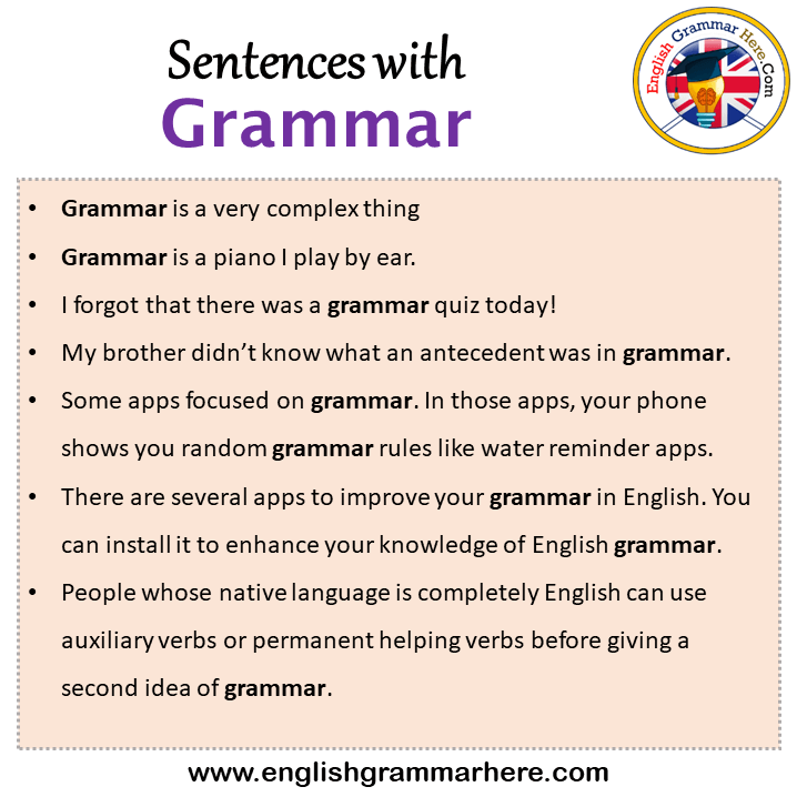Sentences with Grammar, Grammar in a Sentence in English, Sentences For Grammar