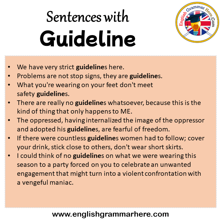Sentences with Guideline, Guideline in a Sentence in English, Sentences For Guideline