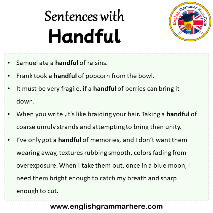 Sentences with Handful, Handful in a Sentence in English, Sentences For Handful