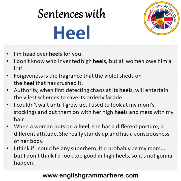 Sentences with Heel, Heel in a Sentence in English, Sentences For Heel