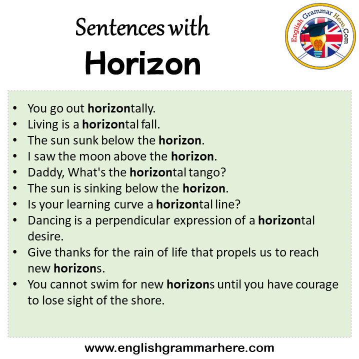 Sentences with Horizon, Horizon in a Sentence in English, Sentences For Horizon