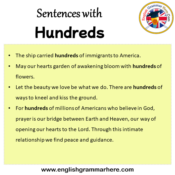 Sentences with Hundreds, Hundreds in a Sentence in English, Sentences For Hundreds