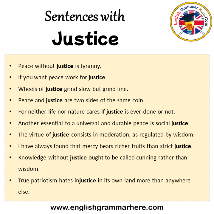 Sentences with Justice, Justice in a Sentence in English, Sentences For Justice