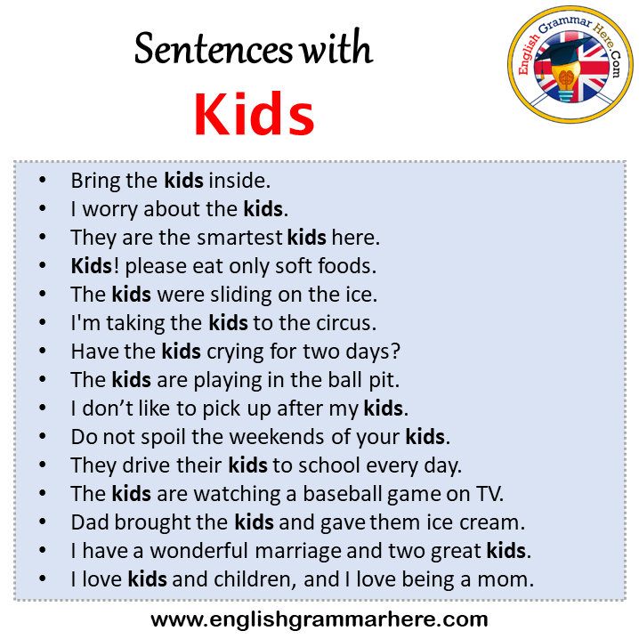 Sentences with Kids, Kids in a Sentence in English, Sentences For Kids