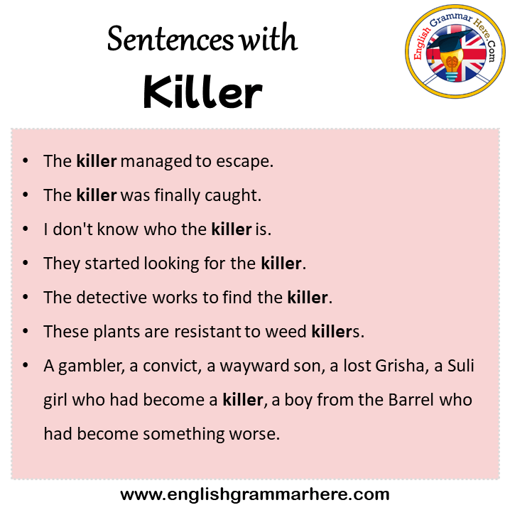 Sentences with Killer, Killer in a Sentence in English, Sentences For Killer