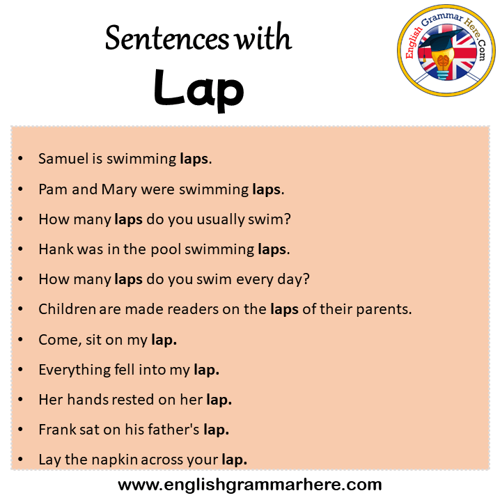 Sentences with Lap, Lap in a Sentence in English, Sentences For Lap