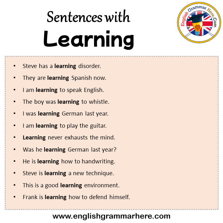 Sentences with Learning, Learning in a Sentence in English, Sentences For Learning