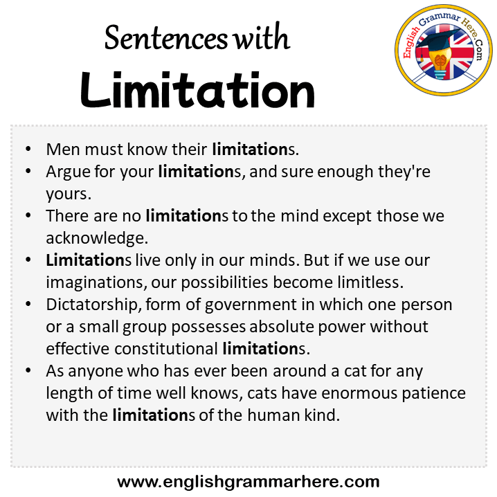 Sentences with Limitation, Limitation in a Sentence in English, Sentences For Limitation