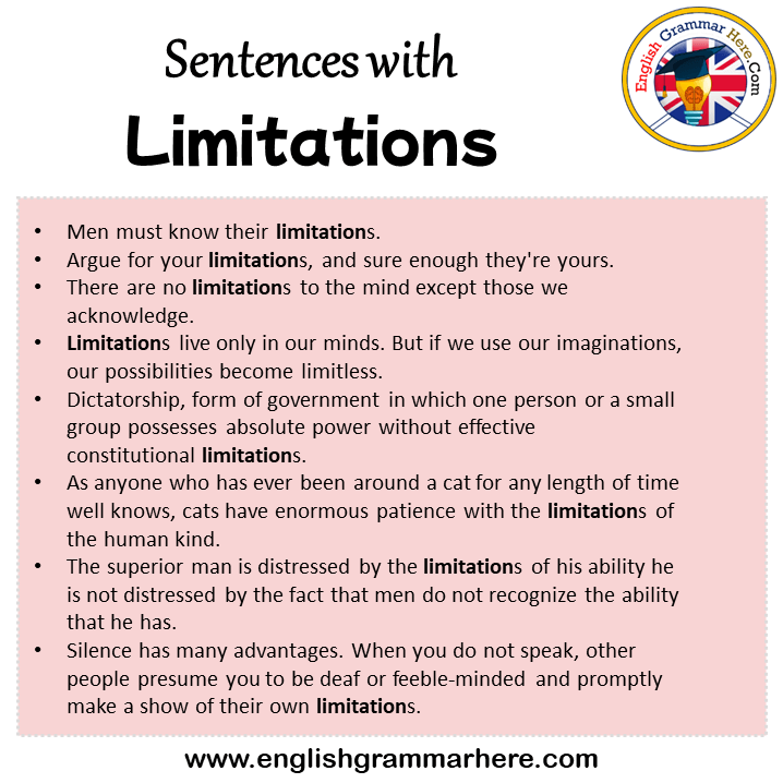 Sentences with Limitations, Limitations in a Sentence in English, Sentences For Limitations