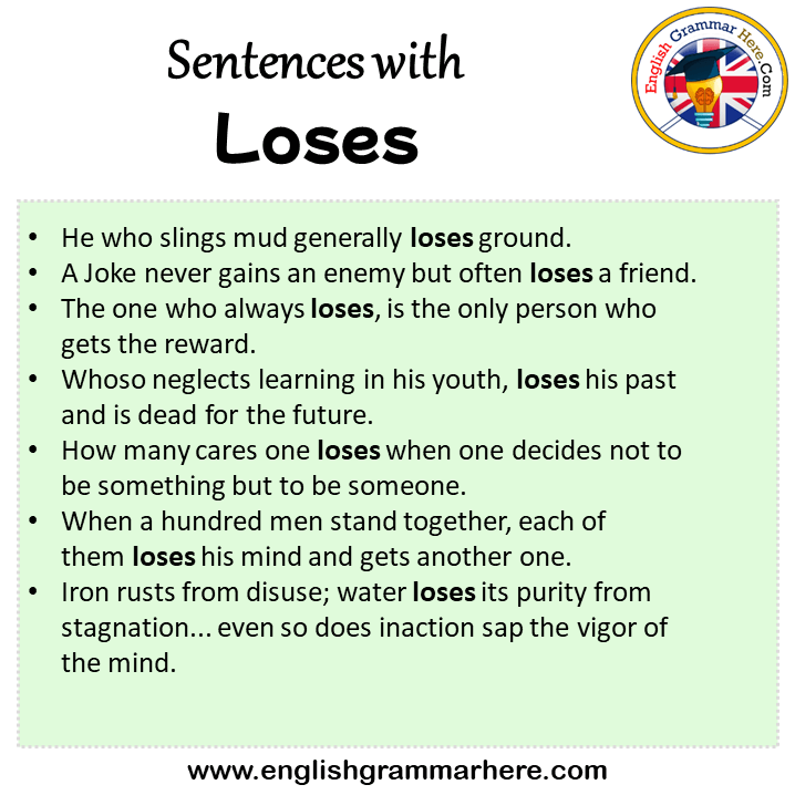 Sentences with Loses, Loses in a Sentence in English, Sentences For Loses