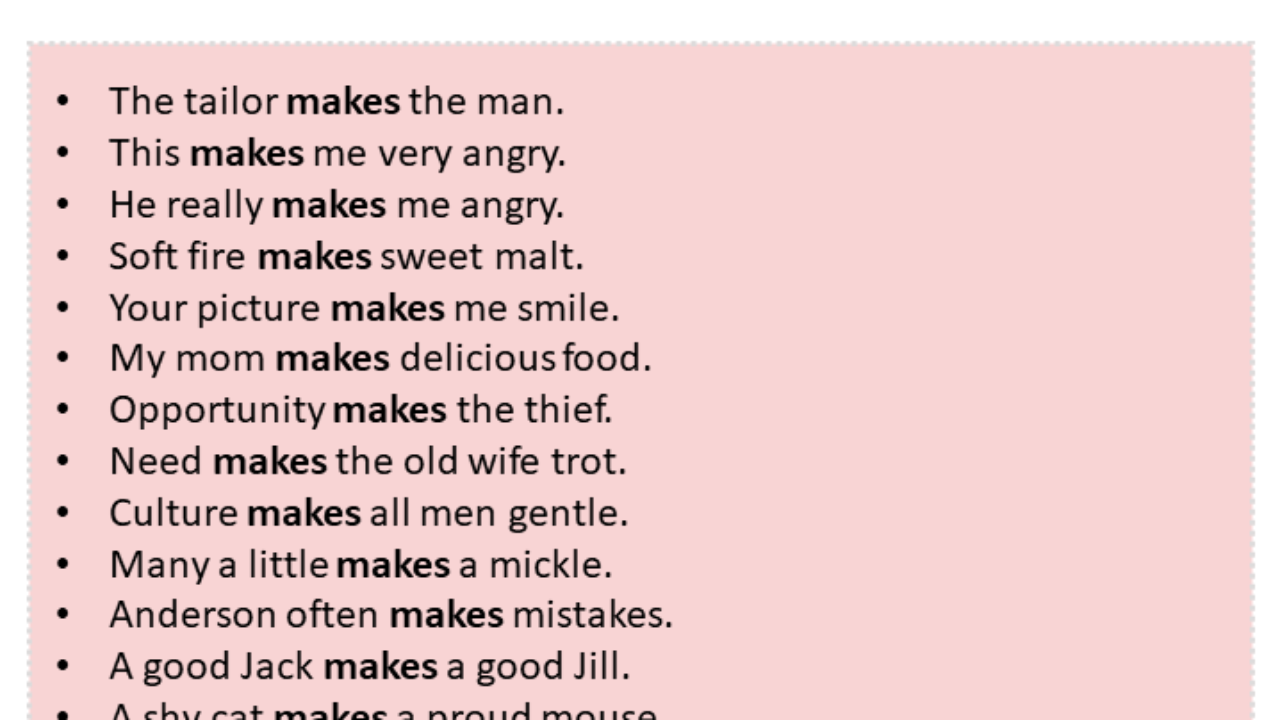 Sentences with Makes, Makes in a Sentence in English, Sentences For Makes -  English Grammar Here