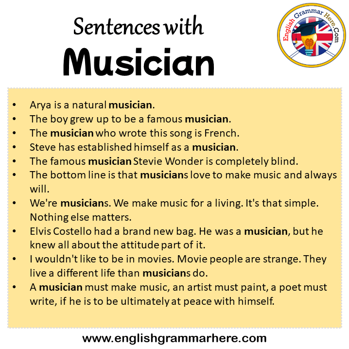 Sentences with Musician, Musician in a Sentence in English, Sentences For Musician