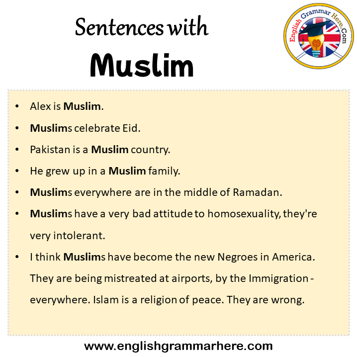 Sentences with Muslim, Muslim in a Sentence in English, Sentences For Muslim