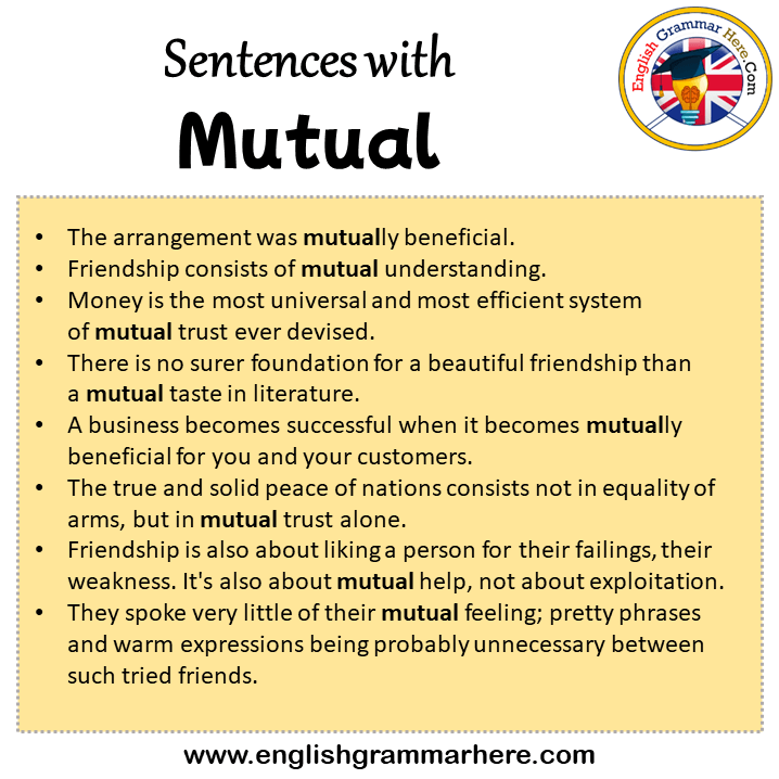 Sentences with Mutual, Mutual in a Sentence in English, Sentences For Mutual