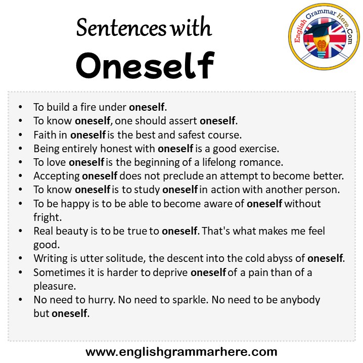 Sentences with Oneself, Oneself in a Sentence in English, Sentences For Oneself