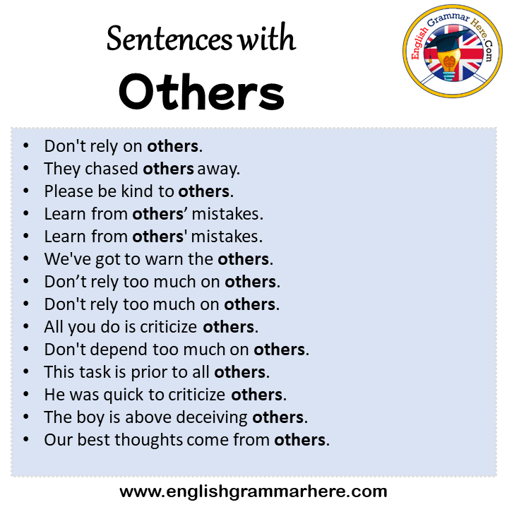 Sentences with Others, Others in a Sentence in English, Sentences For Others