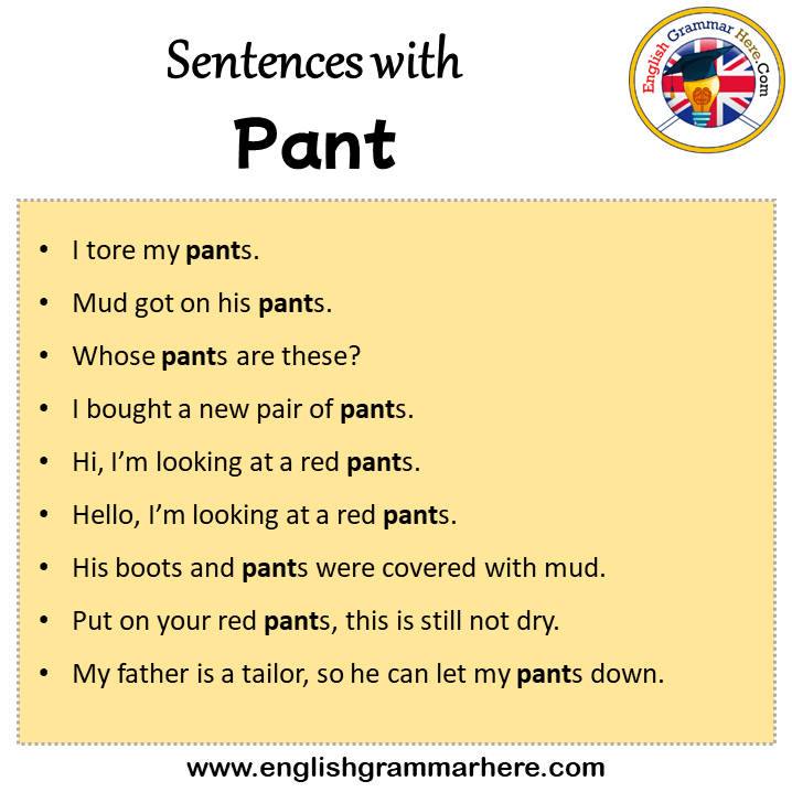 Sentences with Pant, Pant in a Sentence in English, Sentences For Pant