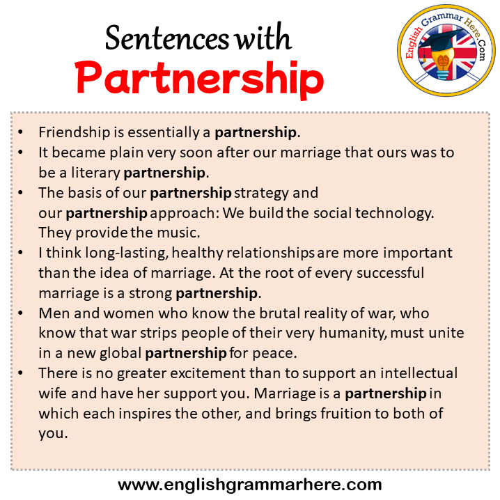 Sentences with Partnership, Partnership in a Sentence in English, Sentences For Partnership