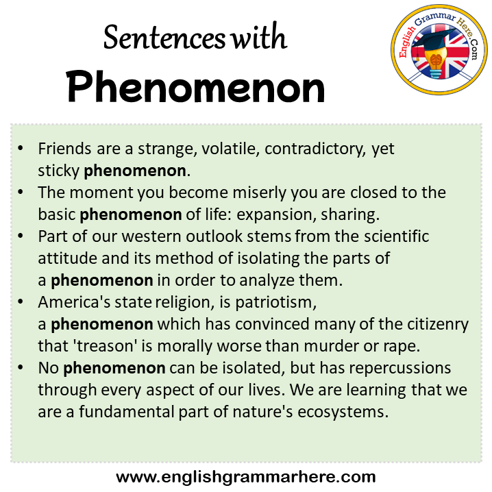 Sentences with Phenomenon, Phenomenon in a Sentence in English, Sentences For Phenomenon