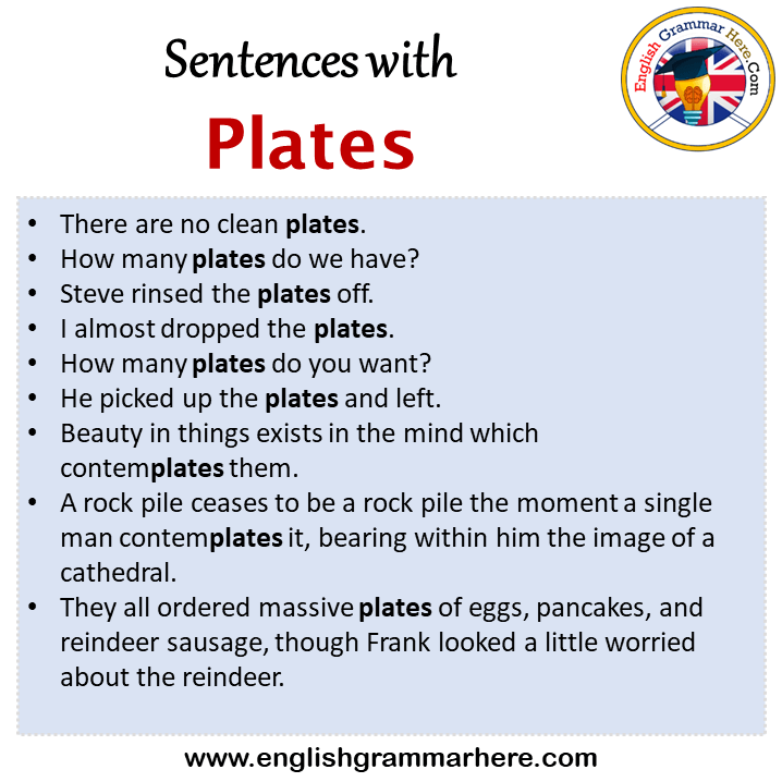 Sentences with Plates, Plates in a Sentence in English, Sentences For Plates