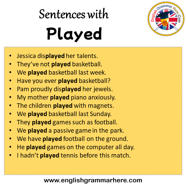 Sentences with Played, Played in a Sentence in English, Sentences For Played
