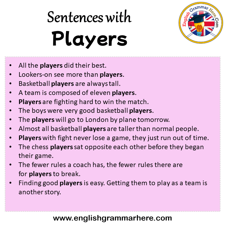 Sentences with Players, Players in a Sentence in English, Sentences For Players