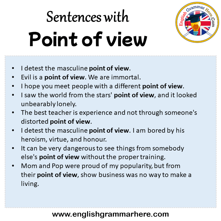 Sentences with Point of view, Point of view in a Sentence in English, Sentences For Point of view