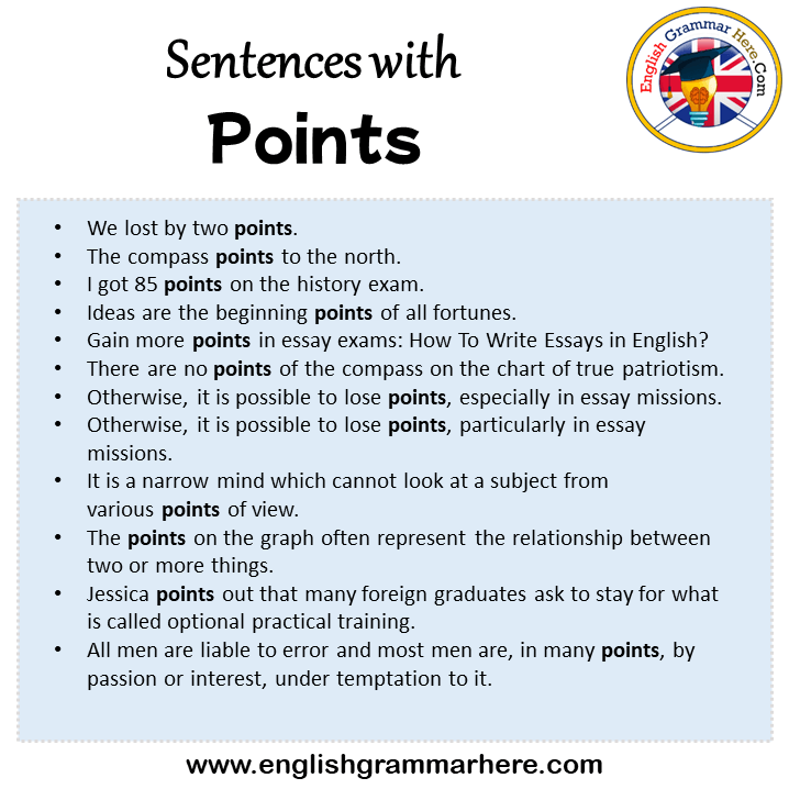 Sentences with Points, Points in a Sentence in English, Sentences For Points