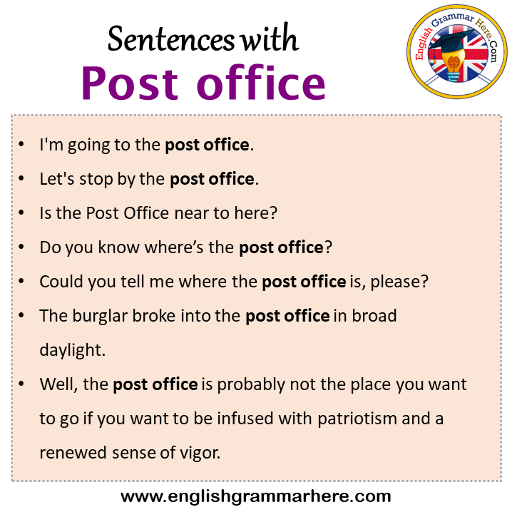 Sentences with Post office, Post office in a Sentence in English, Sentences  For Post office - English Grammar Here