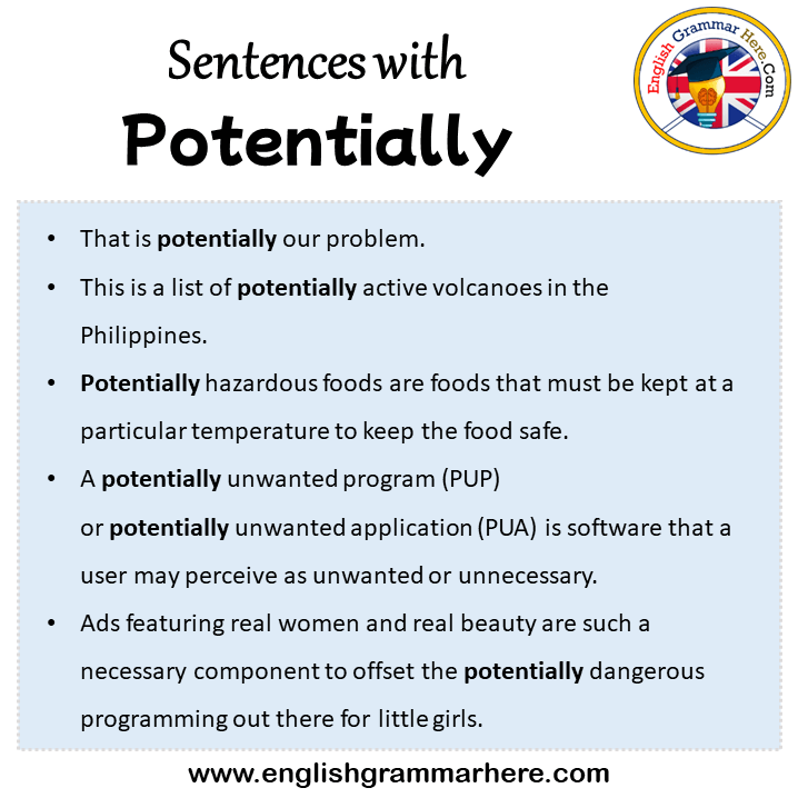 Sentences with Potentially, Potentially in a Sentence in English, Sentences For Potentially