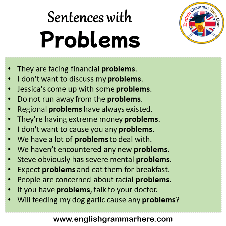 Sentences with Problems, Problems in a Sentence in English, Sentences For Problems