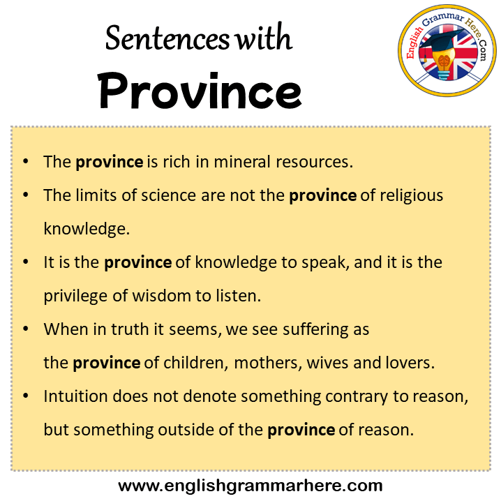 Sentences with Province, Province in a Sentence in English, Sentences For Province