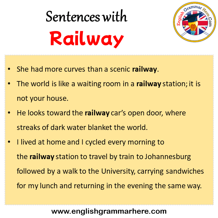 Sentences with Railway, Railway in a Sentence in English, Sentences For Railway