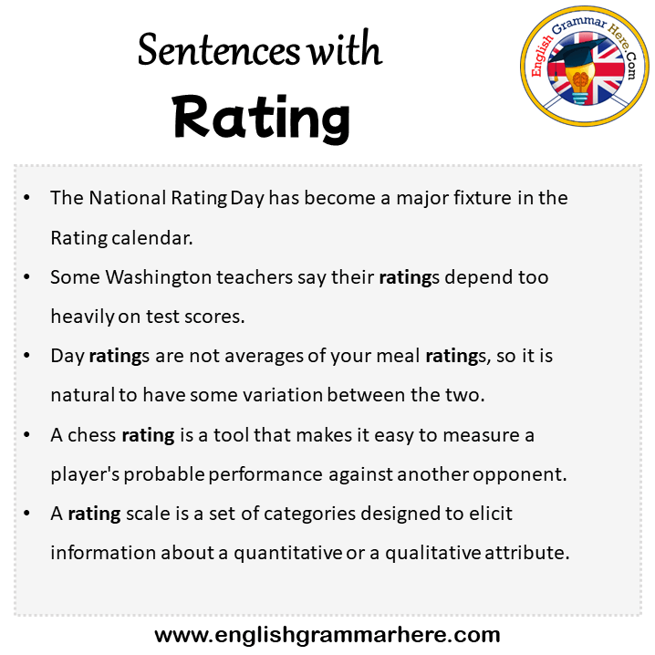 Sentences with Rating, Rating in a Sentence in English, Sentences For Rating