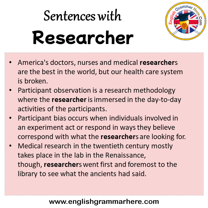 Sentences with Researcher, Researcher in a Sentence in English, Sentences For Researcher