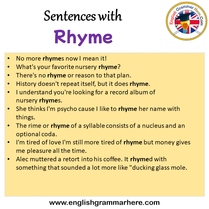 Sentences with Rhyme, Rhyme in a Sentence in English, Sentences For Rhyme