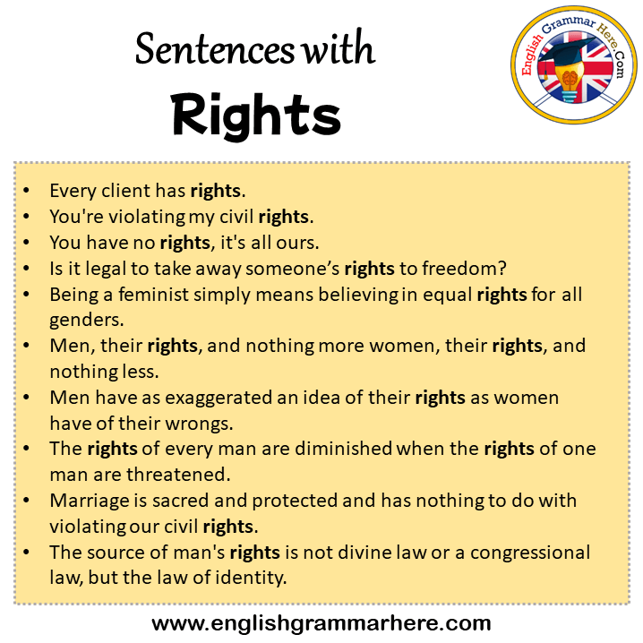 Sentences with Rights, Rights in a Sentence in English, Sentences For Rights
