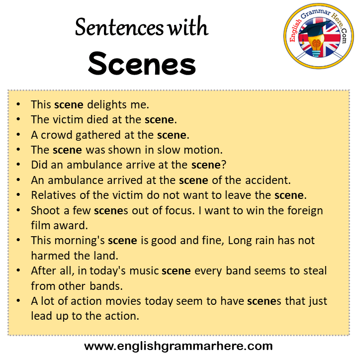 Sentences with Scenes, Scenes in a Sentence in English, Sentences For Scenes