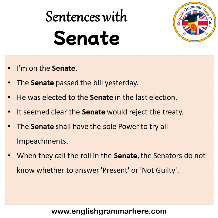 Sentences with Senate, Senate in a Sentence in English, Sentences For Senate