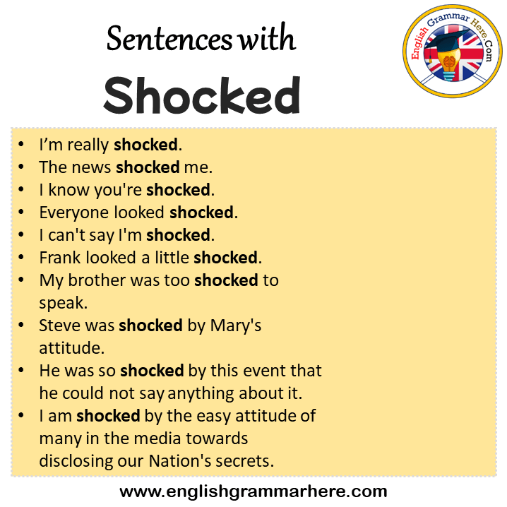 Sentences with Shocked, Shocked in a Sentence in English, Sentences For Shocked