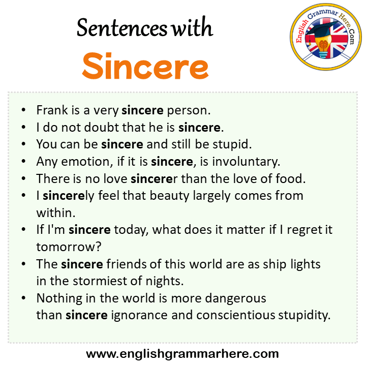 Sentences with Sincere, Sincere in a Sentence in English, Sentences For Sincere