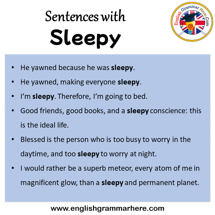 Sentences with Sleepy, Sleepy in a Sentence in English, Sentences For Sleepy