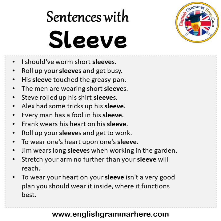 Sentences with Sleeve, Sleeve in a Sentence in English, Sentences For Sleeve