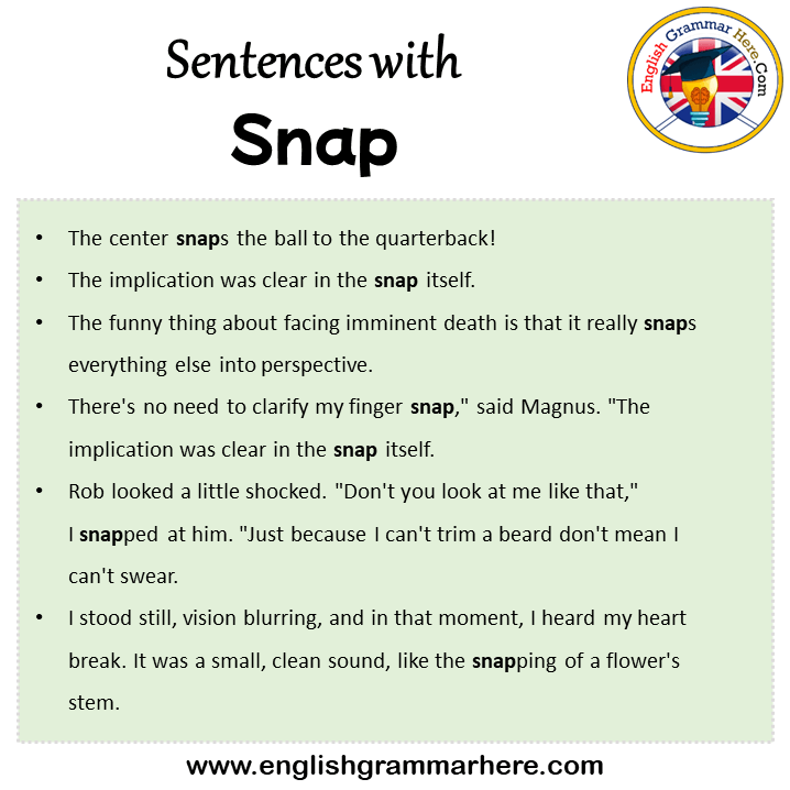Sentences with Snap, Snap in a Sentence in English, Sentences For Snap