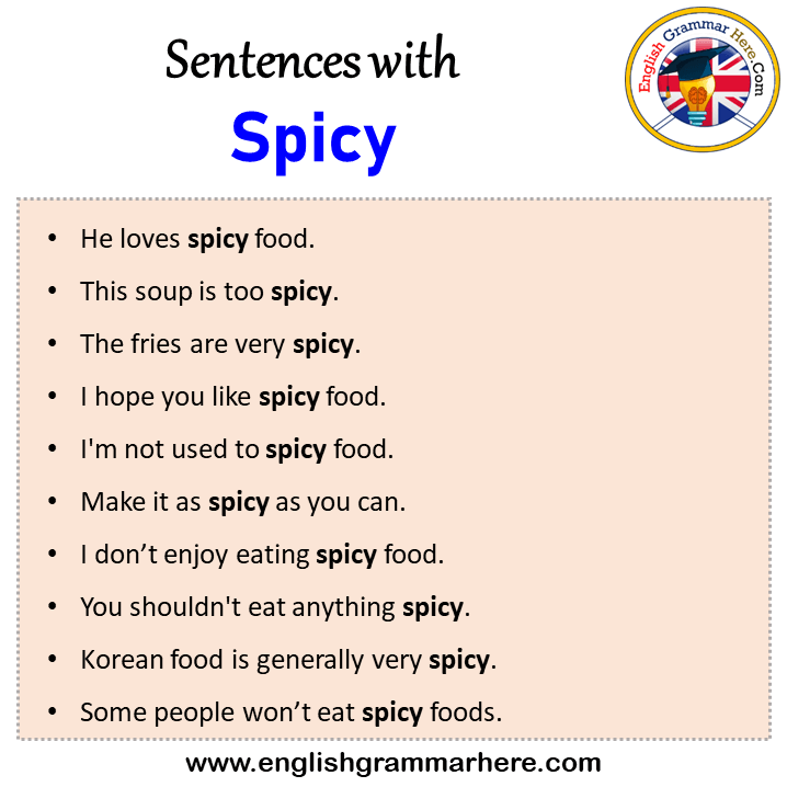 Sentences with Spicy, Spicy in a Sentence in English, Sentences For Spicy