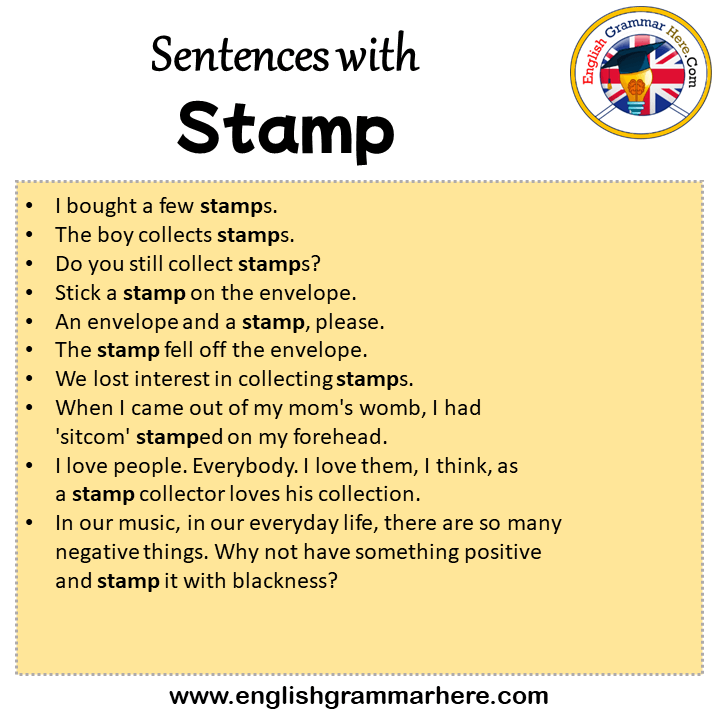 Sentences with Stamp, Stamp in a Sentence in English, Sentences For Stamp