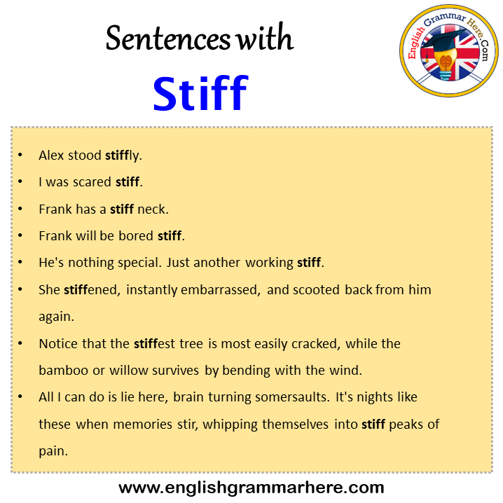 Sentences with Stiff, Stiff in a Sentence in English, Sentences For Stiff