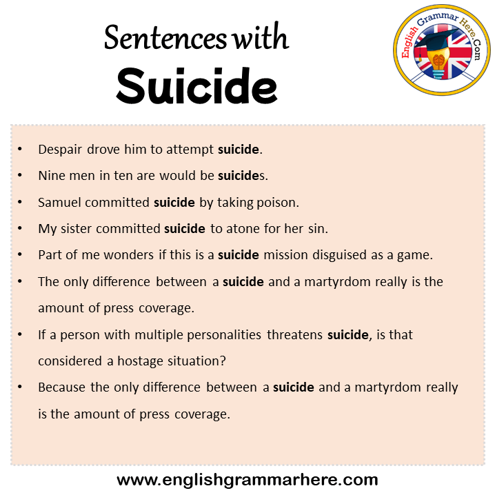 Sentences with Suicide, Suicide in a Sentence in English, Sentences For Suicide