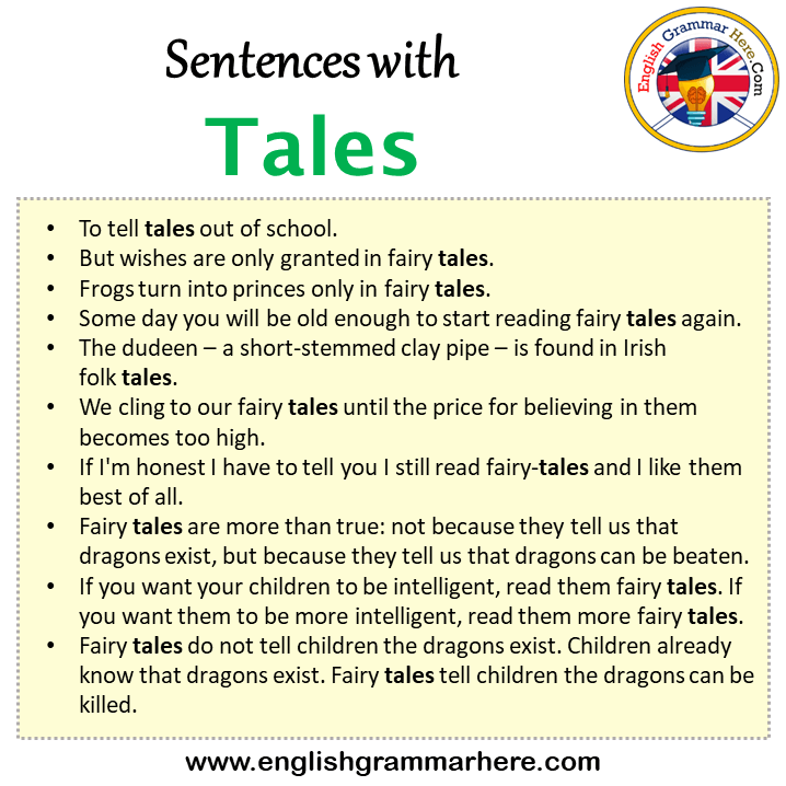 Sentences with Tales, Tales in a Sentence in English, Sentences For Tales