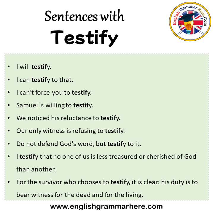 Sentences with Testify, Testify in a Sentence in English, Sentences For Testify